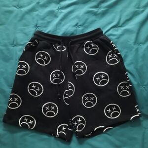 Men's Black Graphic Athletic Shorts